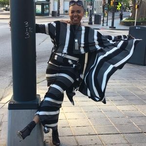 Black and White Striped 2 pc.